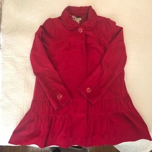 Anthropologie Red Corduroy Coat S:12